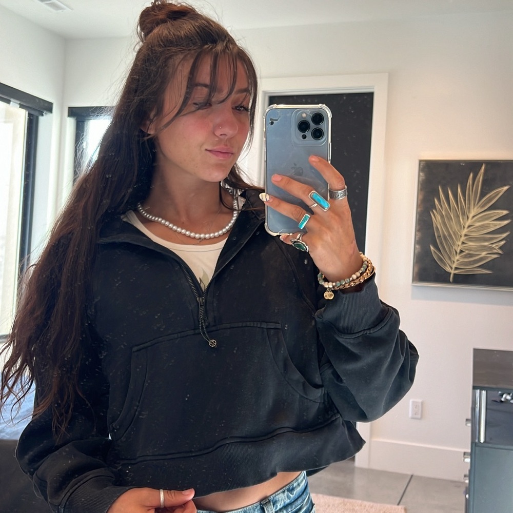 Lululemon Athletica Black oversized scuba  Hoodie